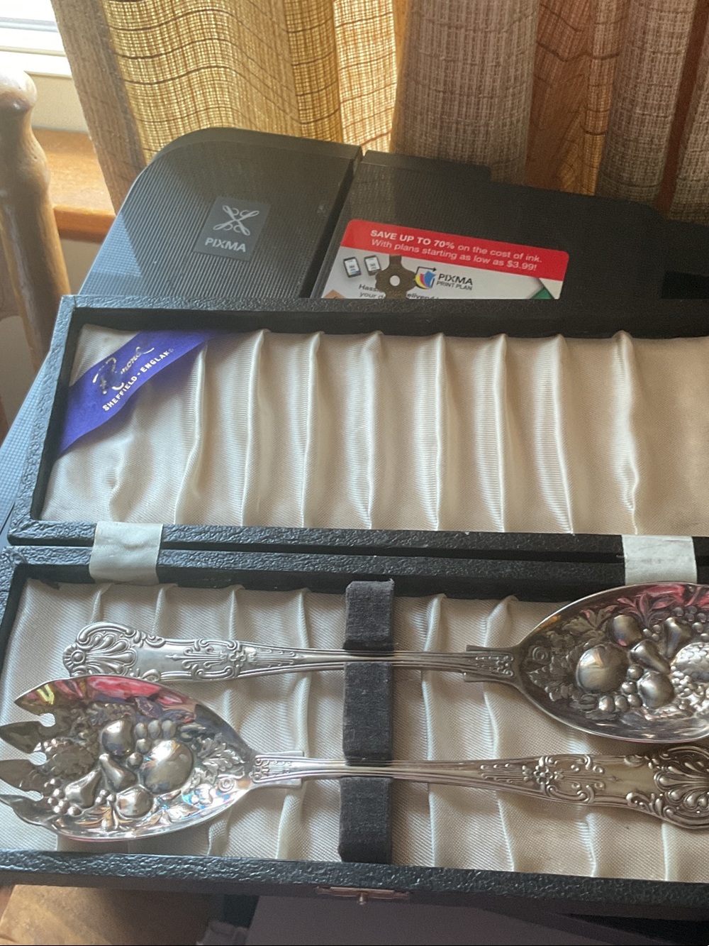 Silver plated salad or berries, serving set